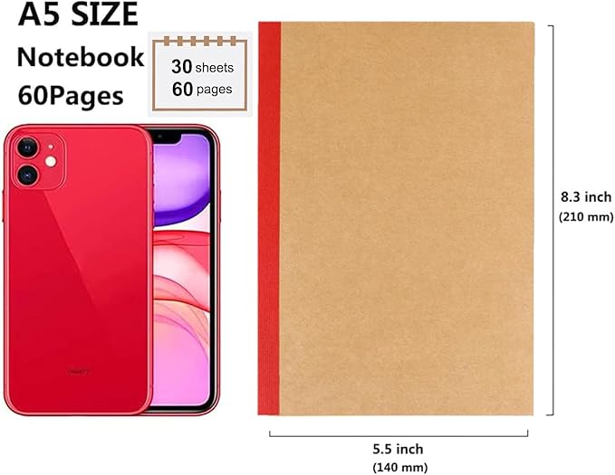 Zegrox 12 Pack Notebooks Bulk, Kraft Cover Lined Blank College Ruled Travel - Image 5