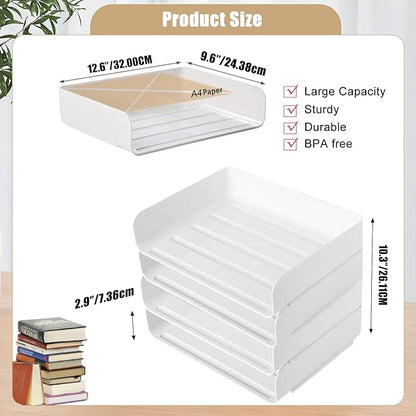 4 Tier Desk Organizer, Stackable Paper Tray Organizer - Image 5