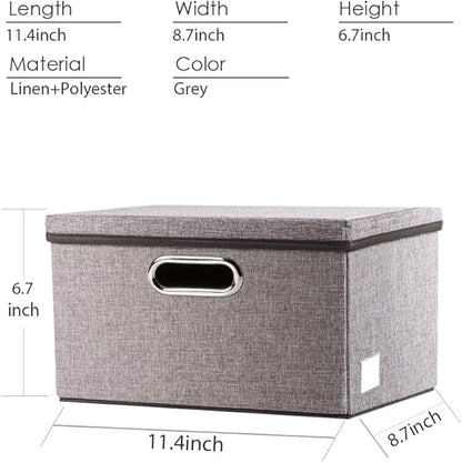 PRANDOM Storage Bins with Lids Linen Fabric Foldable Storage Boxes Organizer - Image 3
