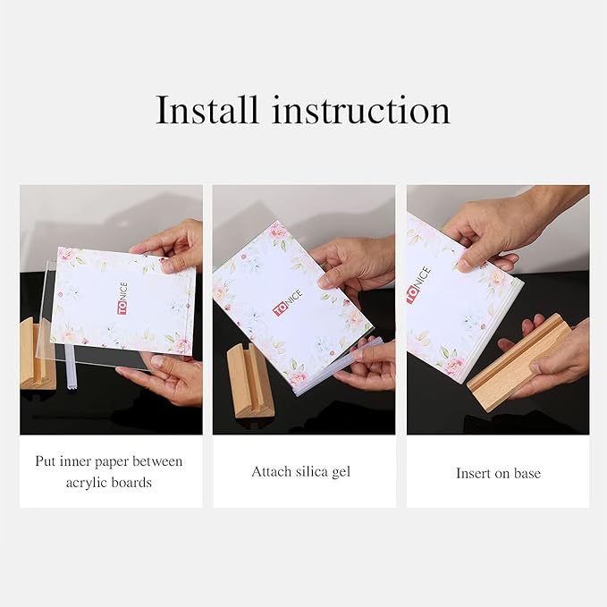 TONICE® 3 Pack 5x7 Acrylic Sign Holder T Shape Clear Acrylic Double Sided Frames - Image 4