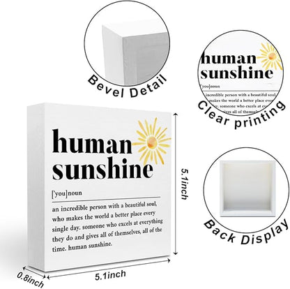 Sunshine Gifts for Women, Inspirational Gifts Human Sunshine Wood Box Sign - Image 2