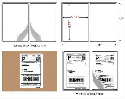BESTEASY 200 Round Corner Half Sheet Self Adhesive Shipping Labels - Image 2