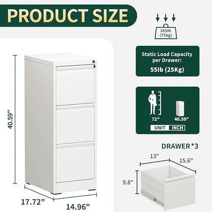 Yukimo 3 Drawer File Cabinet - Image 3