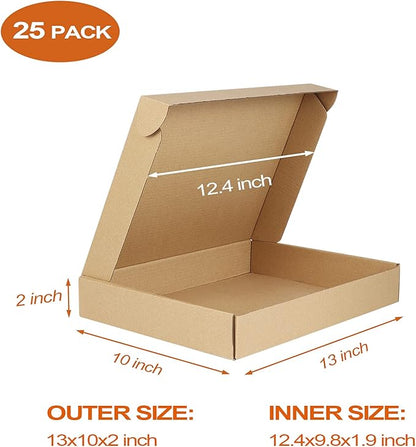 PHAREGE 13x10x2 inch Shipping Boxes Bulk 25 Pack Brown, Tab Lock Tuck Top - Image 2