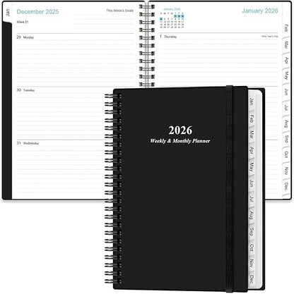 Planner 2026 - A5 Weekly & Monthly Planner Spiral Bound, January 2026 - by Heveboik