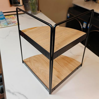 2 Tier Bathroom Counter Organizer, Standing Rack Cosmetic Holder, Wood Bathroom - Image 7