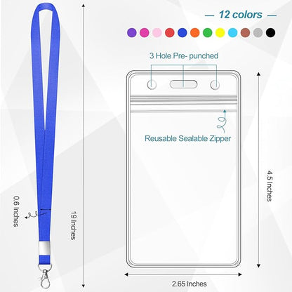12 Pack Cruise Lanyard with ID Card Holder Colorful Lanyard with Waterproof ID - Image 2