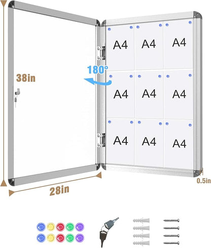 Mifuro 38"x28" Enclosed Bulletin Board, Lockable Weather-Resistant Aluminum - Image 5