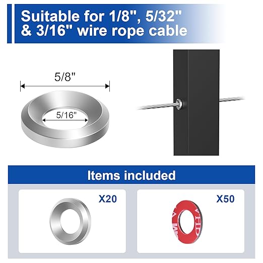 BLIKA 20Pack Cable Railing Adhesive Sleeves - Image 2