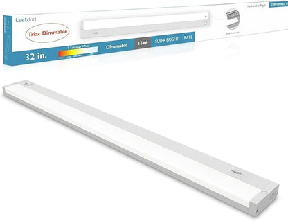 Leetdud LED Under Cabinet Lighting Hardwired or Plug in, 32 Inch 16W, Dimmable by Leetdud