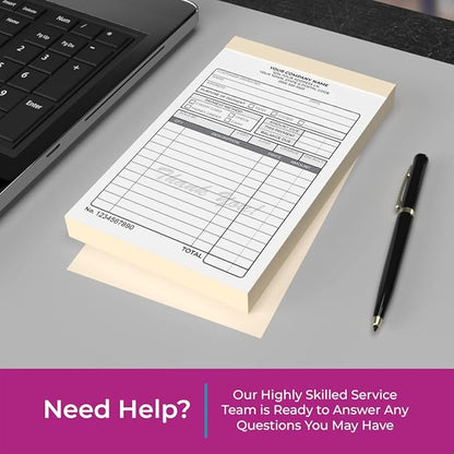 Custom 4.25" x 7" Carbonless NCR Books in 3-Part Triplicate Invoices, Work - Image 2
