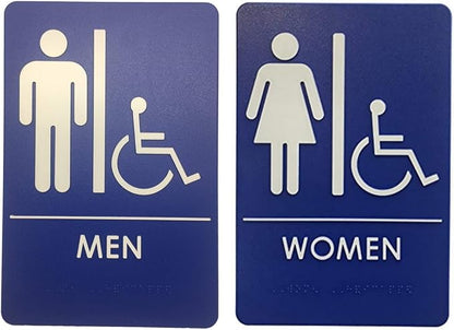 USA Made - Men's and Women's Restroom Signs ADA-Compliant Bathroom Door Signs by RockRidge