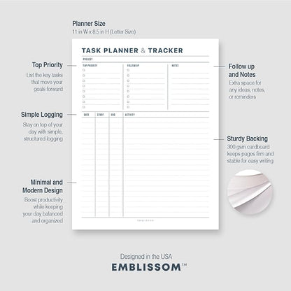 Task Planner & Tracker 8.5 x 11 Tear-Off 70 Sheet Planner Pad – Project - Image 5