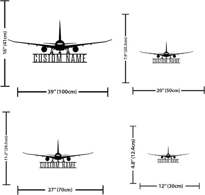 Personalized Metal Airplane Wall Art, Airplane Name Sign, Customized Pilot Name - Image 4