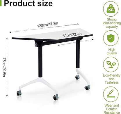 Foldable Conference Room Tables, Flip Top Mobile Training Table, Modern Meeting - Image 2