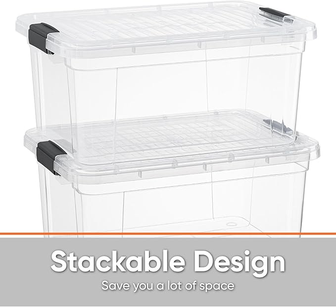 Superio Storage Bins with Lids- 2 Pack, 21 Qt Clear Boxes - Image 3