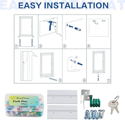 SWANCROWN Outdoor Bulletin Board Weatherproof 36x24in, Enclosed Bulletin Board - Image 4