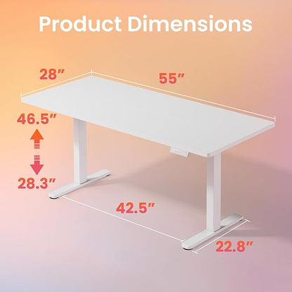 HUANUO 55 x 28 inch Electric Standing Desk Adjustable Height, 4 Memory Height - Image 3