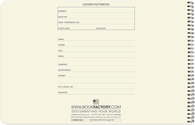 BookFactory Accounting Ledger Notebook/Large 10 Column Accounting Ledger - Image 2