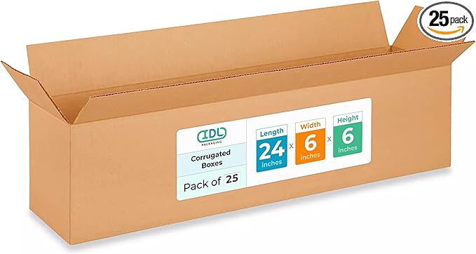 Long Moving & Shipping Boxes 24"L x 6"W x 6"H by IDLPackaging