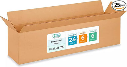Long Moving & Shipping Boxes 24"L x 6"W x 6"H by IDLPackaging