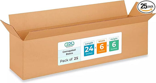 Long Moving & Shipping Boxes 24"L x 6"W x 6"H by IDLPackaging