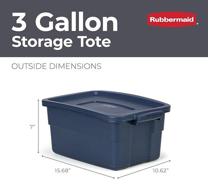 Rubbermaid Roughneck Tote 3 Gal, 6 Pack, Made in USA, Dark Indigo Metallic - Image 2
