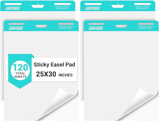 SHARBDA Sticky Easel Pad, 25 * 30 inch, Self-Stick Flip Chart Paper, Super by SHARBDA