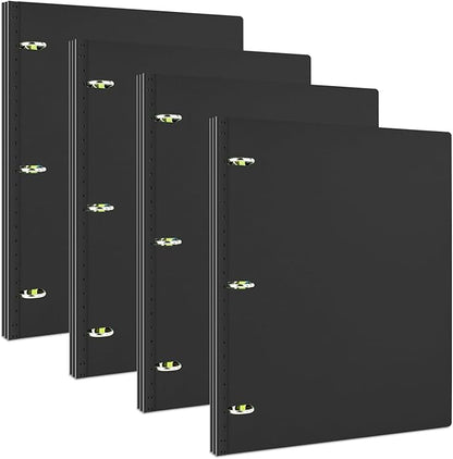 INFUN 1 Inch Telescoping 3 Ring Binder- 4 PCS-Black, Portable Plastic Binder by INFUN