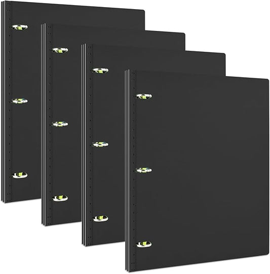 INFUN 1 Inch Telescoping 3 Ring Binder- 4 PCS-Black, Portable Plastic Binder by INFUN