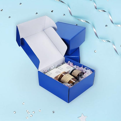 PHAREGE 8x8x4 inch Gift Shipping Boxes Bulk 25 Pack Blue, Tab Lock Tuck Top - Image 2