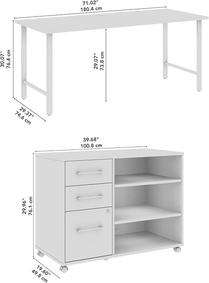 Bush Business Furniture Hustle 72W x 30D Computer Desk and Storage Cabinet - Image 3