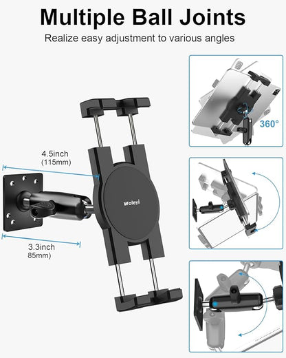 Small Tablet Wall Mount iPad Holder, Metal 360° Adjustable Stand, Alloy Base - Image 3