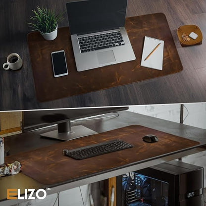 ELIZO Leather Desk Pad Real Leather Desk Mat Thick Double Layer Cover Blotter - Image 4