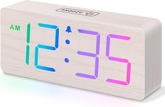 DreamSky Wooden Digital Clock for Bedroom Desk by DreamSky