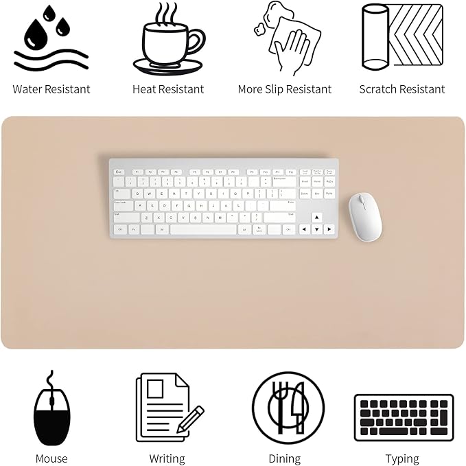 Leather Desk Pad, Large Mouse Pad, Leather Desk Blotter, Non-Slip Desk Pad - Image 6