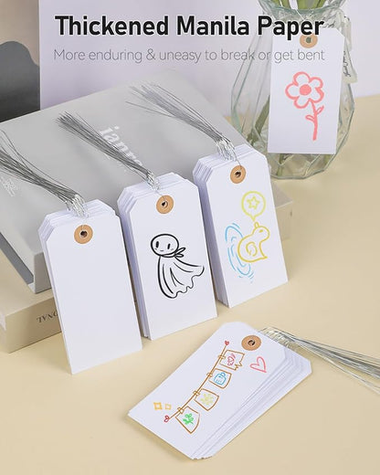 Uniclife 100 Pcs Manila Tags White Blank Shipping Tags - Image 3