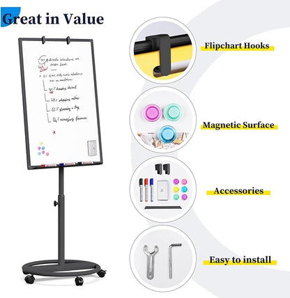 Mobile Whiteboard – 36 x 24 inches Portable Magnetic Dry Erase Board - Image 3