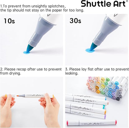 Shuttle Art Pastel Alcohol Markers Brush tip, Dual Tip Brush & Fine Tip Art - Image 9