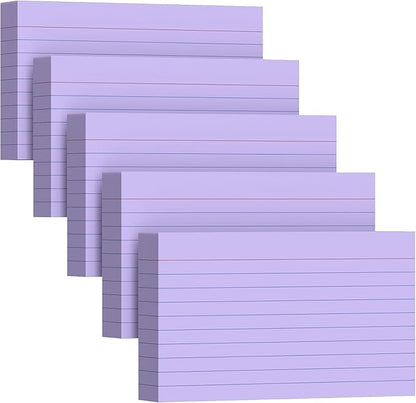 250 Count Index Cards 3 x 5 Inch, Heavyweight Purple Lined Note Cards Portable by Unknown