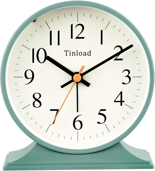 4.5"Retro Analog Alarm Clock, Vintage decor, Super Silent Non Ticking Small by Tinload