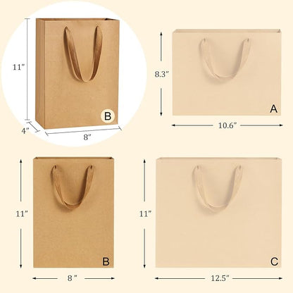BagDream Brown Gift Bags with Handles 8x4x11 Inch 50pcs Brown Kraft Paper Bags - Image 2