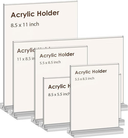 newnewshow 5“x7” Acrylic Sign Holder 6 Pack Vertical T Shape Double-Sided - Image 5
