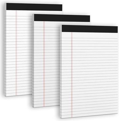 3 Pack White Legal Pads 8.5 x 11 Note Pads, Wide Ruled Notepads, Micro by NotePads