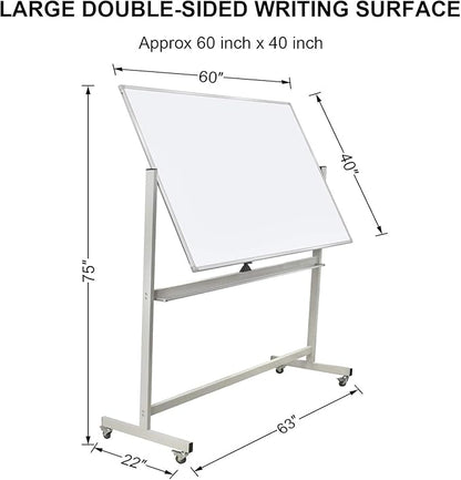 Max-officoo 60"x40" Mobile Whiteboard Double-Sided Magnetic Large Dry Erase - Image 5