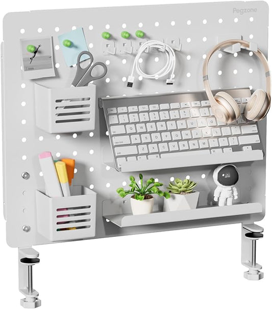 PEGZONE Clamp-on Desk Pegboard, Desk Organizer by Pegzone