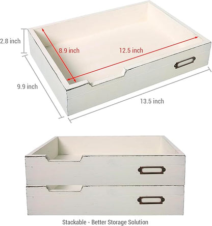 MyGift Rustic Wood Desktop Drawer-Style Stackable Document Letter Tray - Image 2