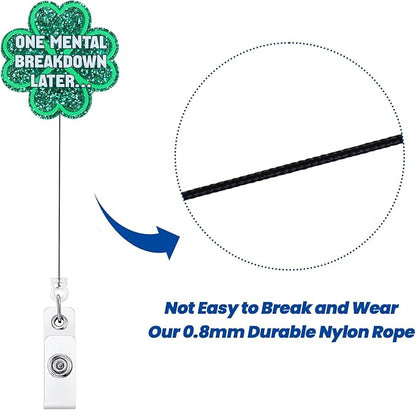 ONE Mental Breakdown Later… Funny Four-Leaf Clover Badge Reel | Retractable ID - Image 5