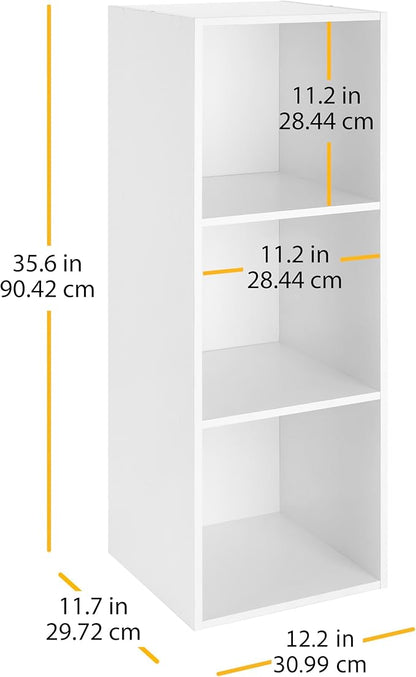 Whitmor 3 Cube Storage Organizer, 3 Tier Stackable MDF Wood Bookcase, Open - Image 3