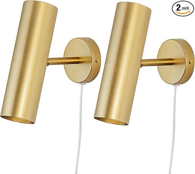 Ahaloye Gold Plug in Wall Sconce Set of 2, Modern Swing Arms Wall Lamp by chiynght